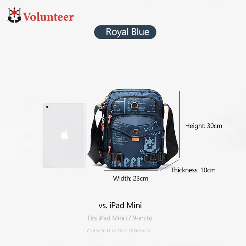 Volunteer Crossbody Bags for Men 2023 New Fashion Letter Design Waterproof Casual Versatile Travel Laptop Oxford  Bags 1518-31A