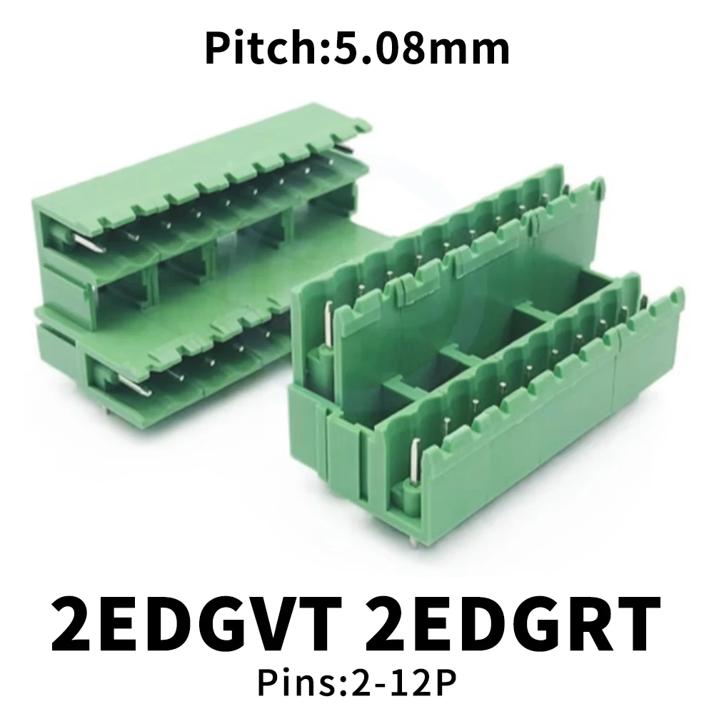 (5 pcs) KF 2EDGVT 2EDGRT -5.08mm Dual Pluggable PCB Staggered Splicable Right Angle/Straight Pin Header 15EDGVT 15EDGRT 2-12Pin