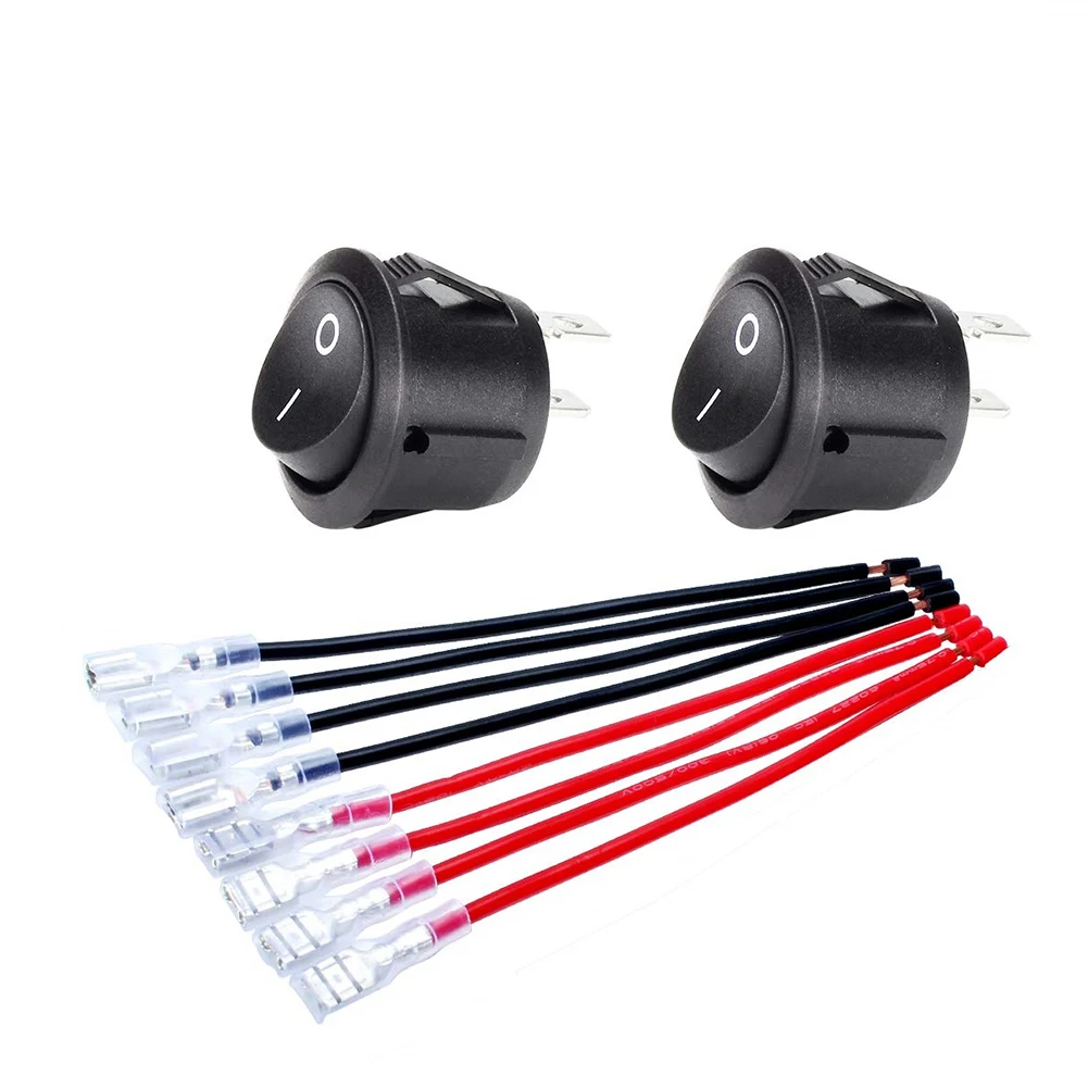 5PCS ON/OFF Round Rocker Switch MINI Toggle Switch 2 Pin SPST Push Button Switch Accessories 12V 24V for Auto Car RV Boat