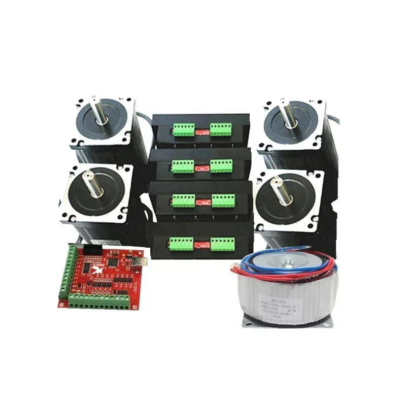 

CNC Router Kit 4Axis, 4 Pcs DM860H Stepper Motor Driver+Nema34 86BYG250-100+4 Axis Interface Board+800w Transformer