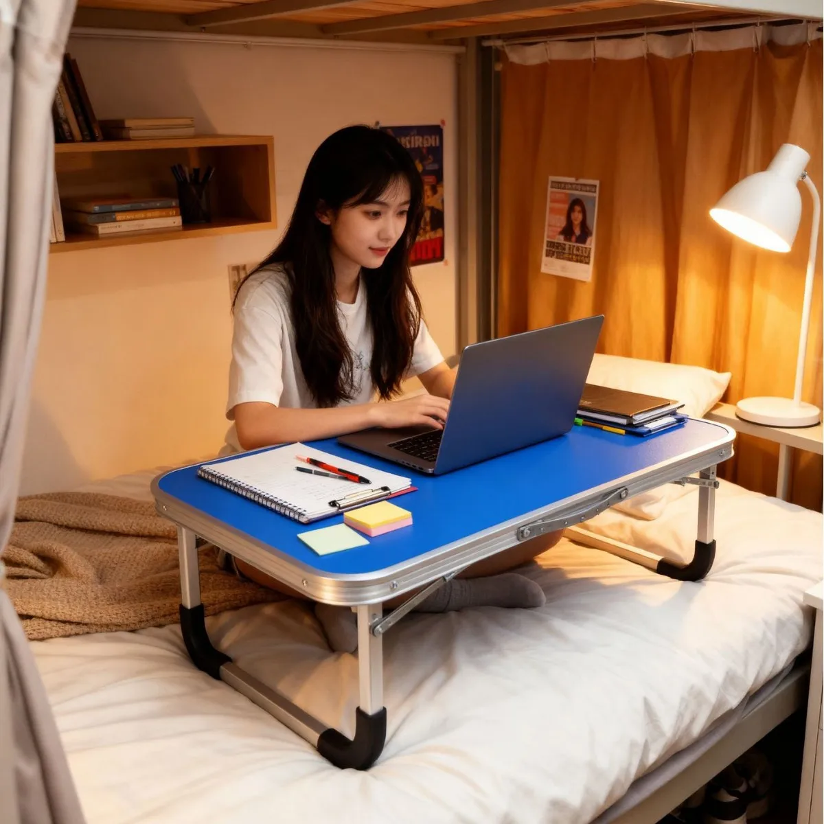 Simple household multi-function bed computer desk portable aluminum alloy outdoor folding