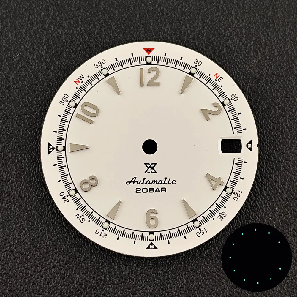 New 28.5mm NH35 dial customized retro dial green luminous version suitable for NH35 movement high-quality watch accessories
