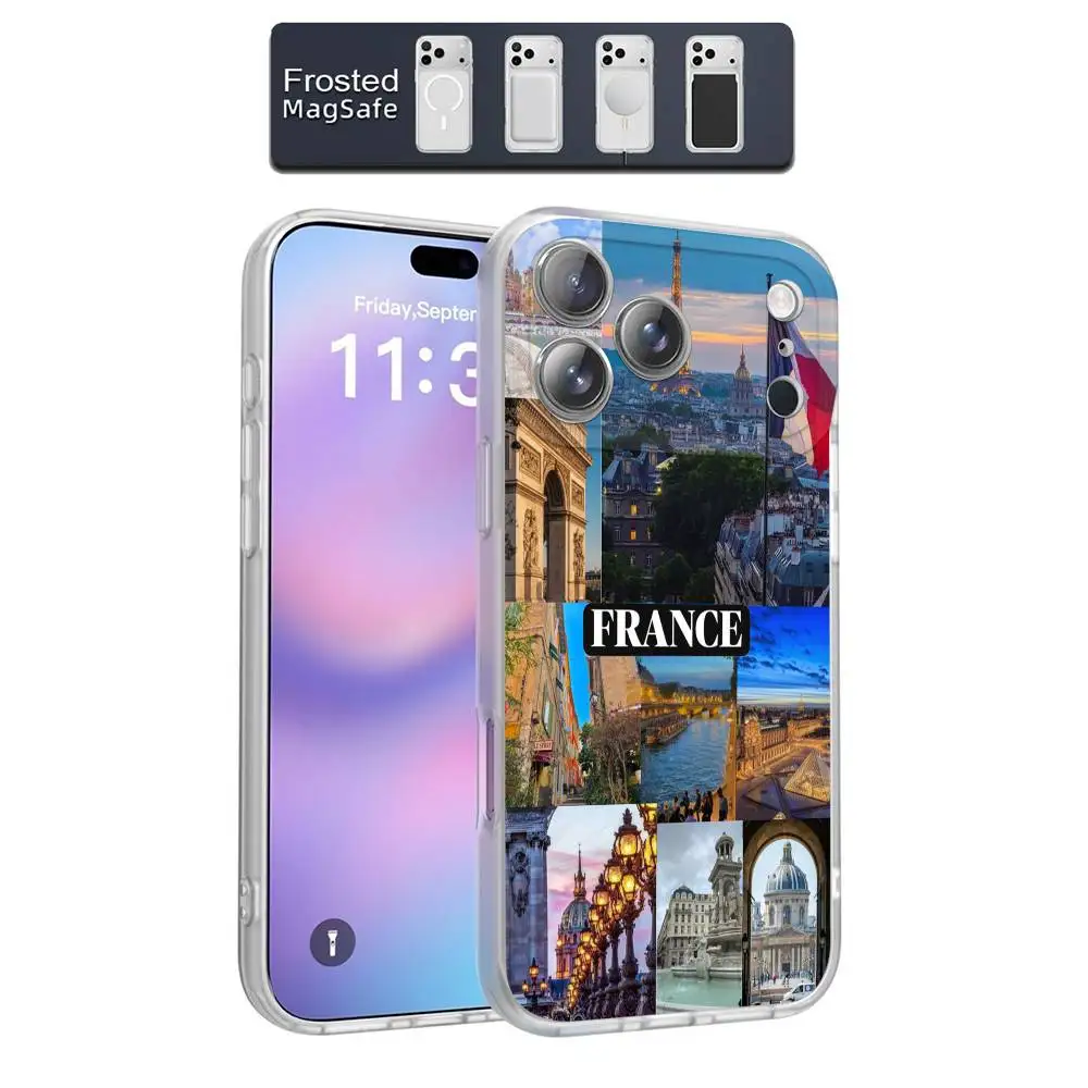 Paris France Passport Flag Travel Phone Case For iPhone 17,16,15,14,13,12,11,Pro,Max,Plus,E,Air,Mini Magnetic Magsafe Frosted