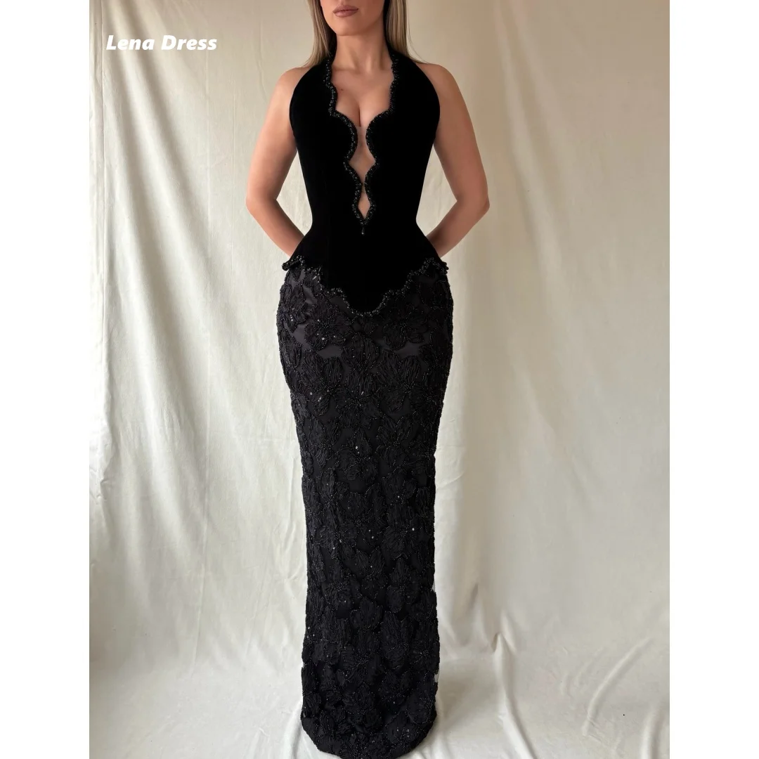 

Lena Custom Dress Dresses for Special Occasions Black Elegant Party Dresses Customized Sleeveless 3D Flowers Fish Tail Evening