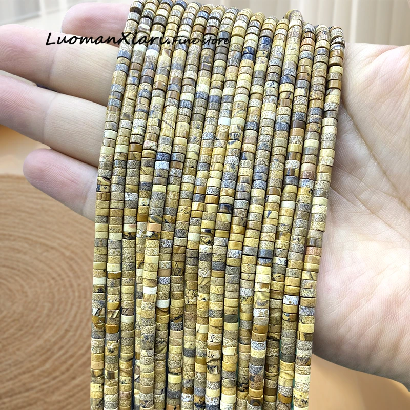 

Natural Stone Picture Jasper 2x4mm Flat Rondelle Loose Spacer Beads for Jewelry Making Diy Earrings Bracelets Charms Accessories