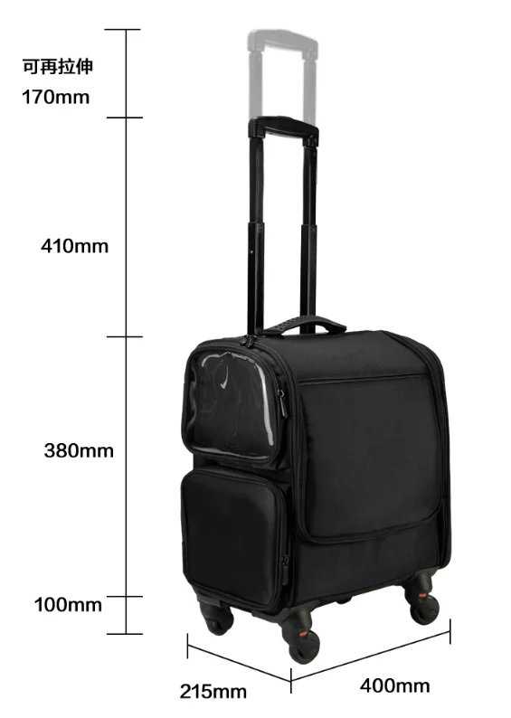 Multifunction Rolling Beauty Tattoo Box suitcase Women Trolley Cosmetic case Nails Makeup Suitcase Toolbox Cosmetic Rolling Bag