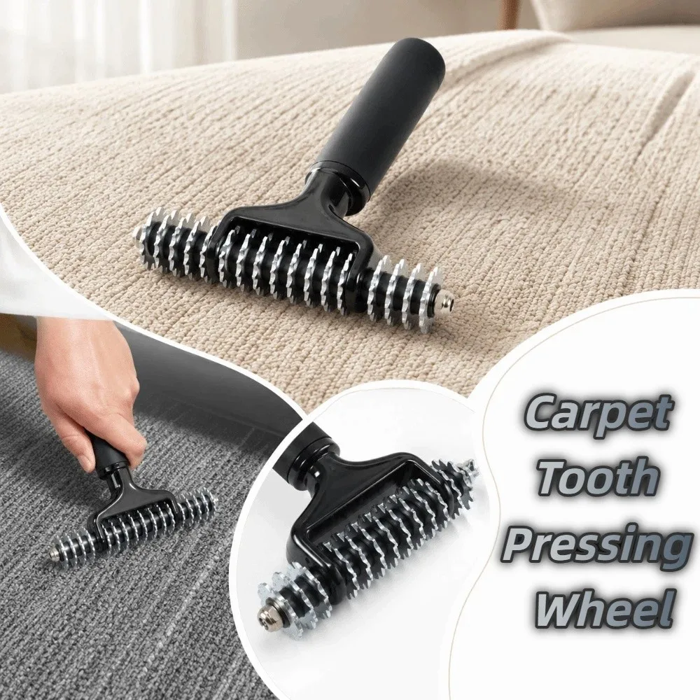 

Solid Metal Wheel Carpet Seam Roller Serrated Toothed Wheels Ergonomic Non-Slip Grip Handheld Compacting Tool