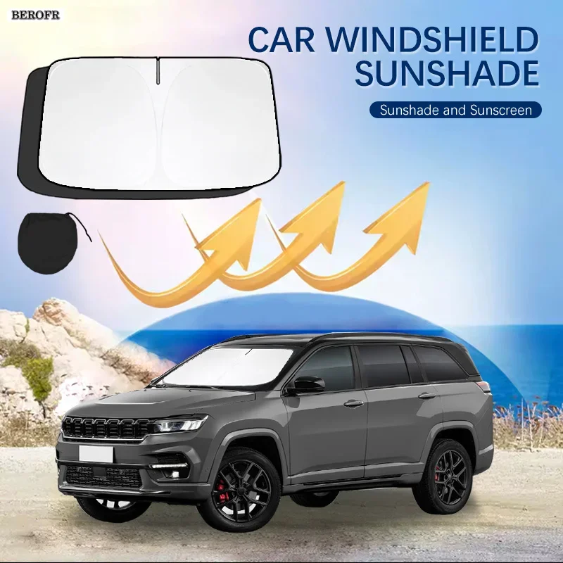 Car Windshield Sun Shade Covers Front Window Sunscreen UV Parasol For Jeep Commander Summer Car Accessories