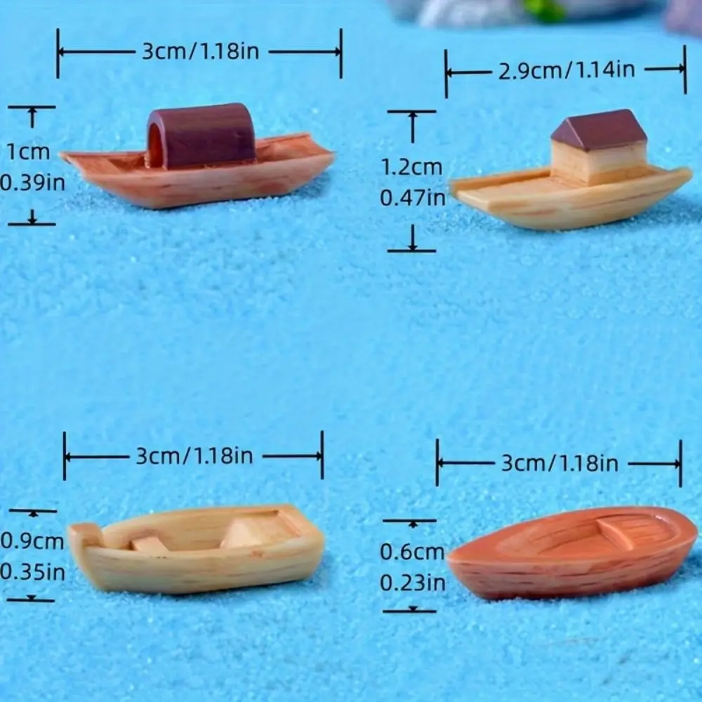 마이크로 풍경 마이크로 풍경 보트 나무 보트 천막 보트 미니 보트 물고기 탱크 장식 미술 공예 수지