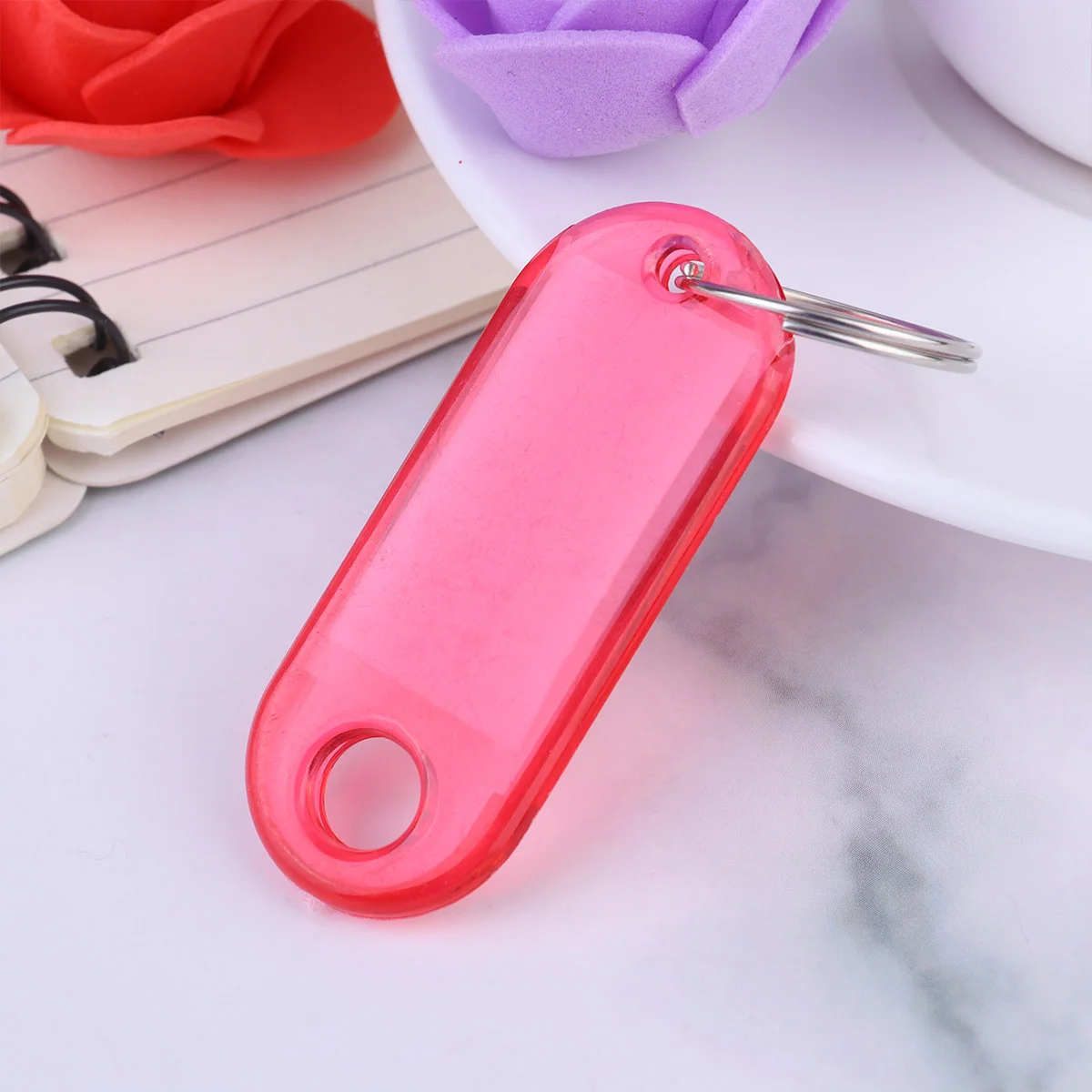 30pcs Plastic Keychain ID Tags Name Label Language Number Mark Classification Tag (White)