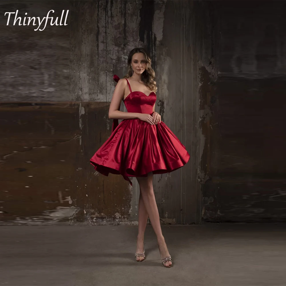 

Thinyfull A-line Short Homecoming Dresses for Teens Satin Sweetheart Sleeveless Prom Dress 2024 Mini Cocktail Party Gowns