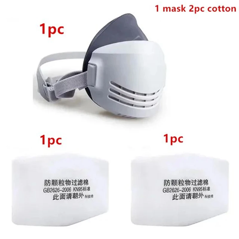 Replaceable 20 filter industrial dust masks, paint polished antifouling masks, construction safety rubber dust masks