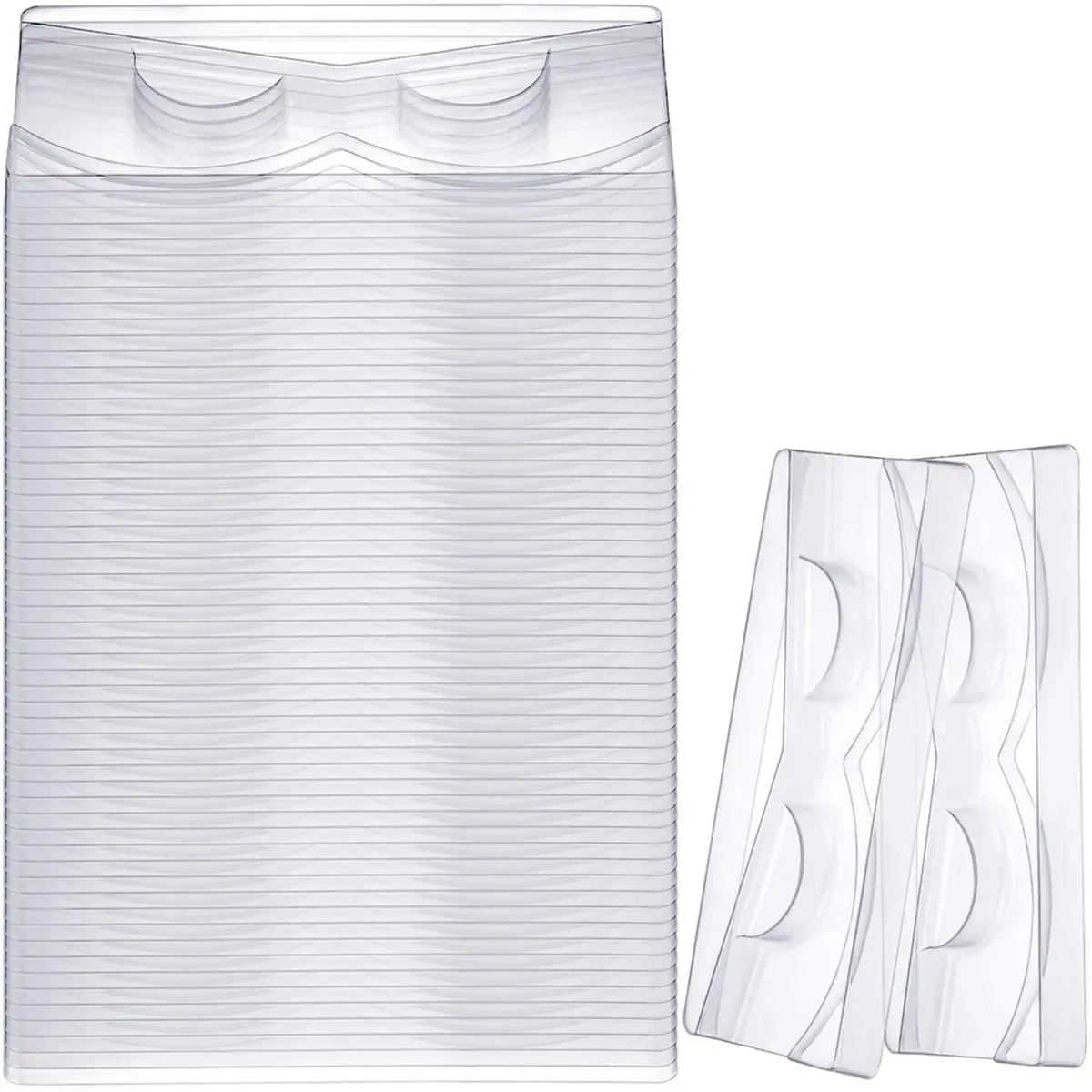 [NEW] 50 Piece Rectangle Lash Trays Holder Plastic Eyelash Trays for False Eyelash Packaging Box Eyelash Storage Case