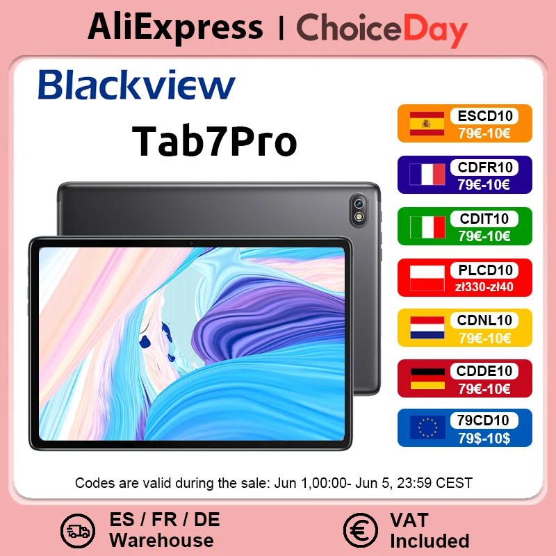 Blackview Tab 7 Pro Tablet Android 12 10,1 Zoll Touch Dual 4G LTE + 5G WiFi 10 GB + 128 GB 13 MP + 8