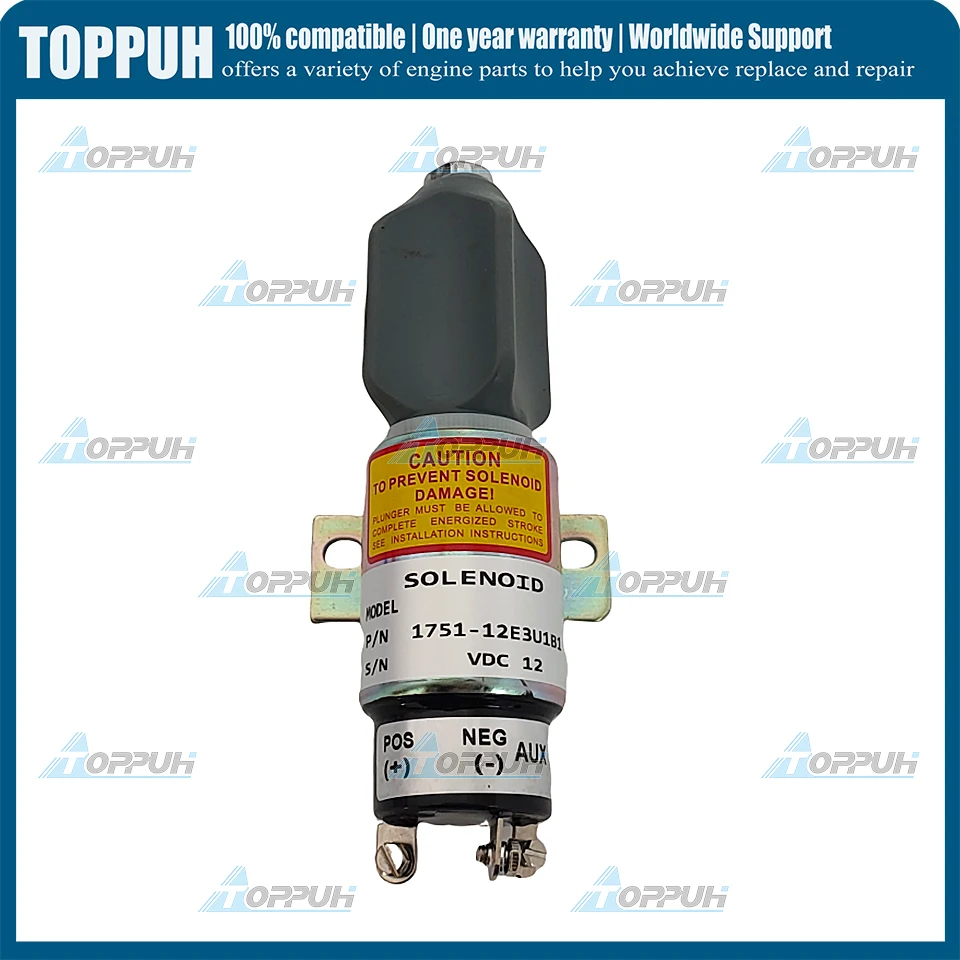 

1751-12E3U1B1 ShutOff Stop Solenoid Valve 12V For Mitsubishi MG500 MG530 Genset 3 Terminals SA-3934-T
