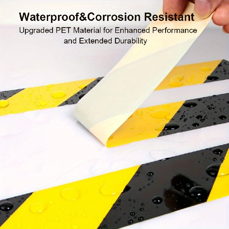 1pc PVC Warning Tape - Black and yellow striped safety tape - waterproof, durable and suitable for indoor and outdoor use