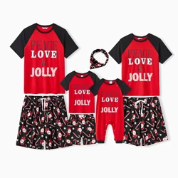 PatPat Christmas Family Matching Short Sleeves Peace Love & Jolly Pajamas Sets( Flame and Resistant )