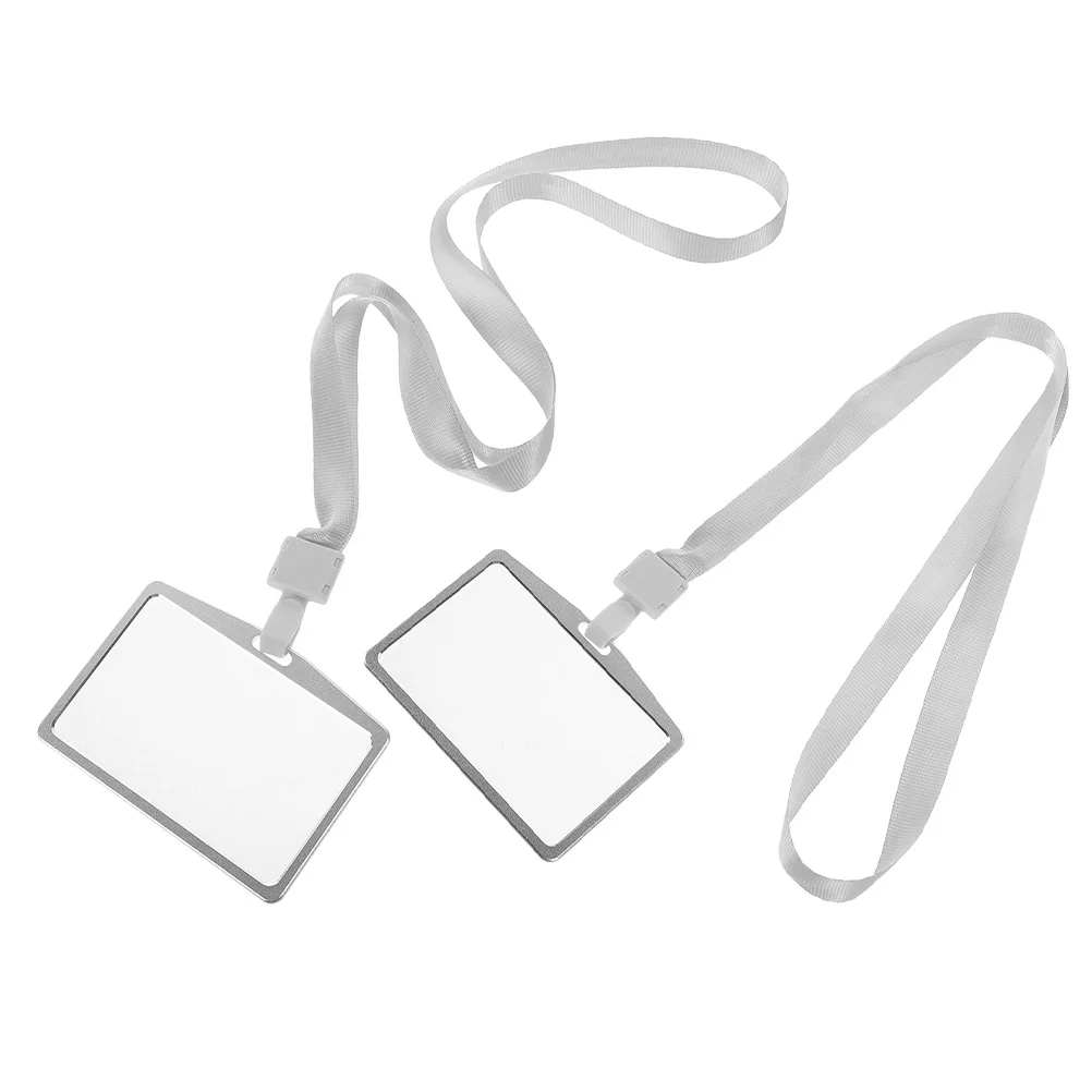 

2 set Aluminum Alloy Badge Holder 2 Set For Office Staff Id Protection Secure Card Cover With Lanyard For School Employee