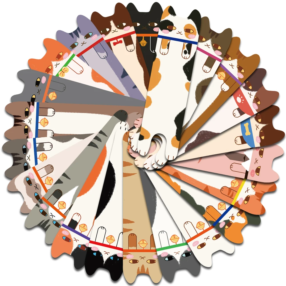 30PCS kawaii Cat Bookmarks Decorative Girls Graffiti Book Club Skateboard Art Picture Students irregular Book Students Bookmark