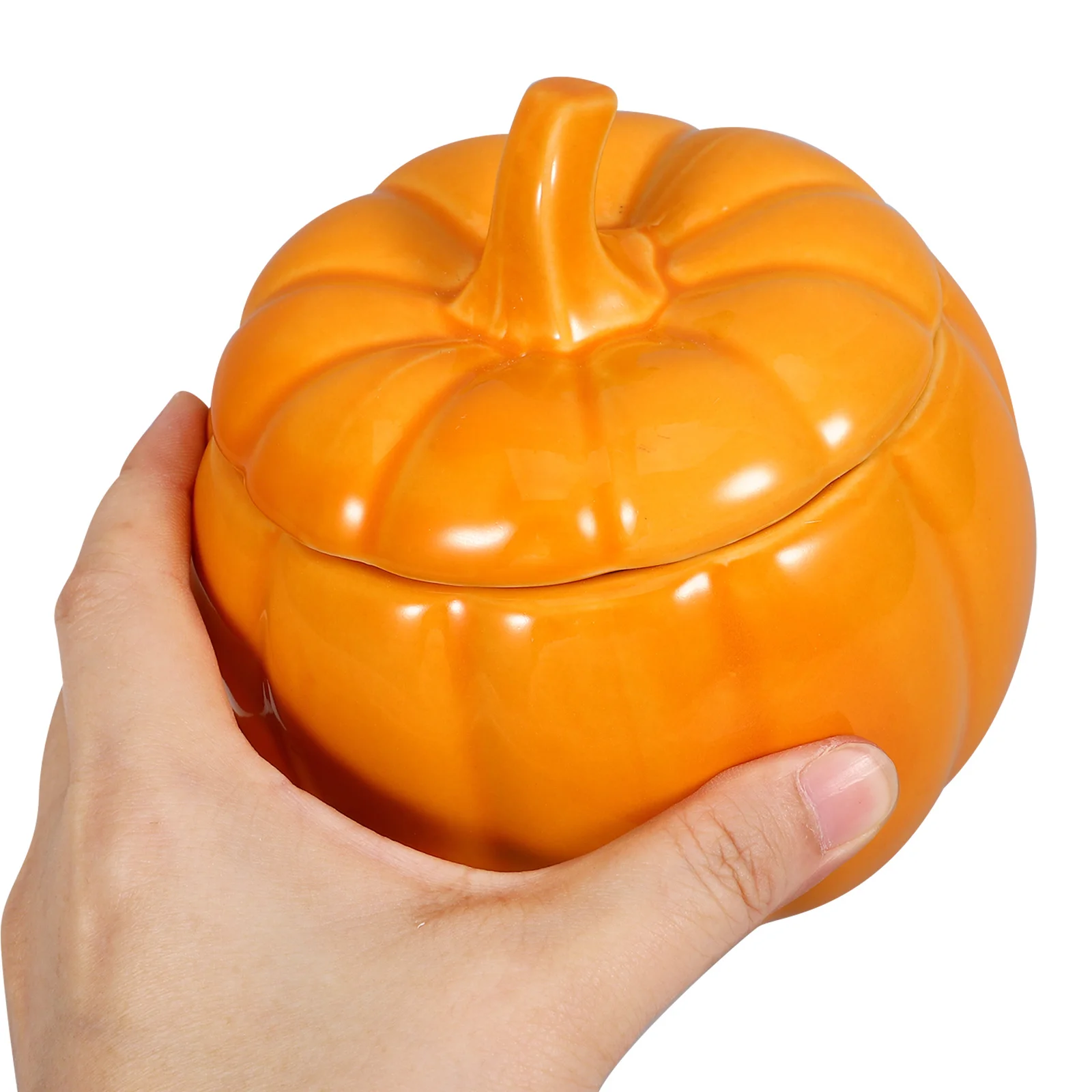 

Ceramic Pumpkin Shape Storage Jar Sealed Canister Kitchen Loose Tea Candy Holder Airtight Lid Decorative