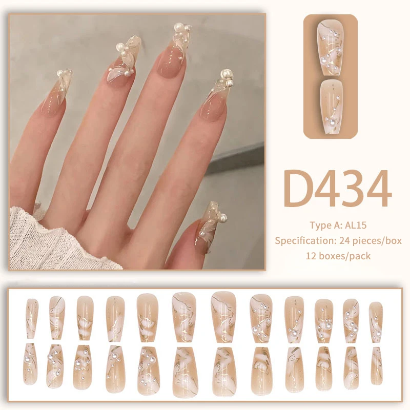 Faux Ongles Français Multiples Styles, 24 Pièces, Presse sur N64.Gel sur Peint, Réutilisable, Portable Rapidement, Poignées Amovibles pour Femmes