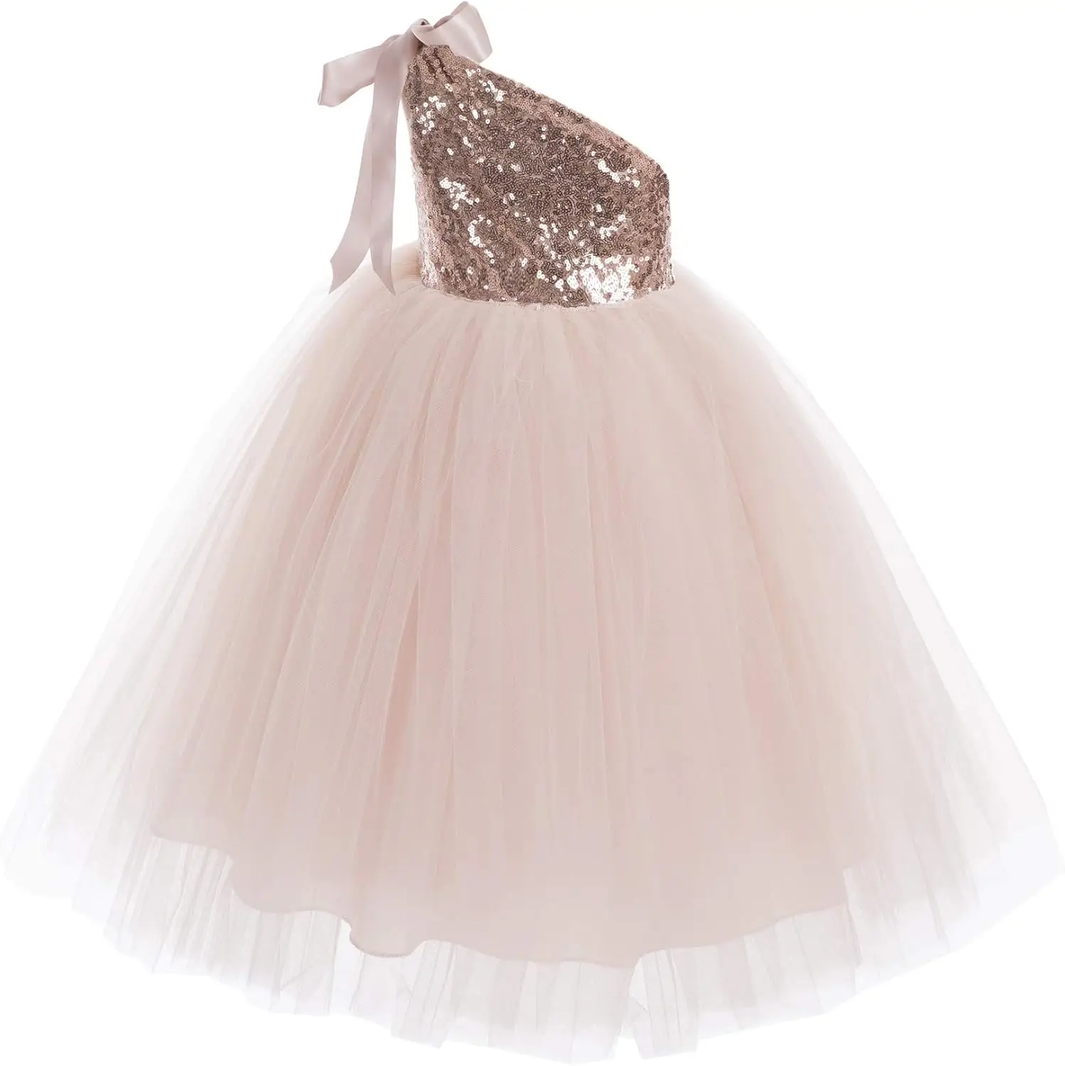 One-Shoulder Sequin Tutu Flower Girl Dress Corset Dress Wedding Pageant Dresses Ball Gown Pageant Dresses for Girls