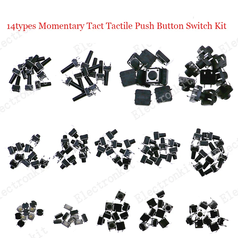 140pcs/lot 14Value Momentary Tact Tactile Push Button Switch SMD Assortment Mixed pack kit