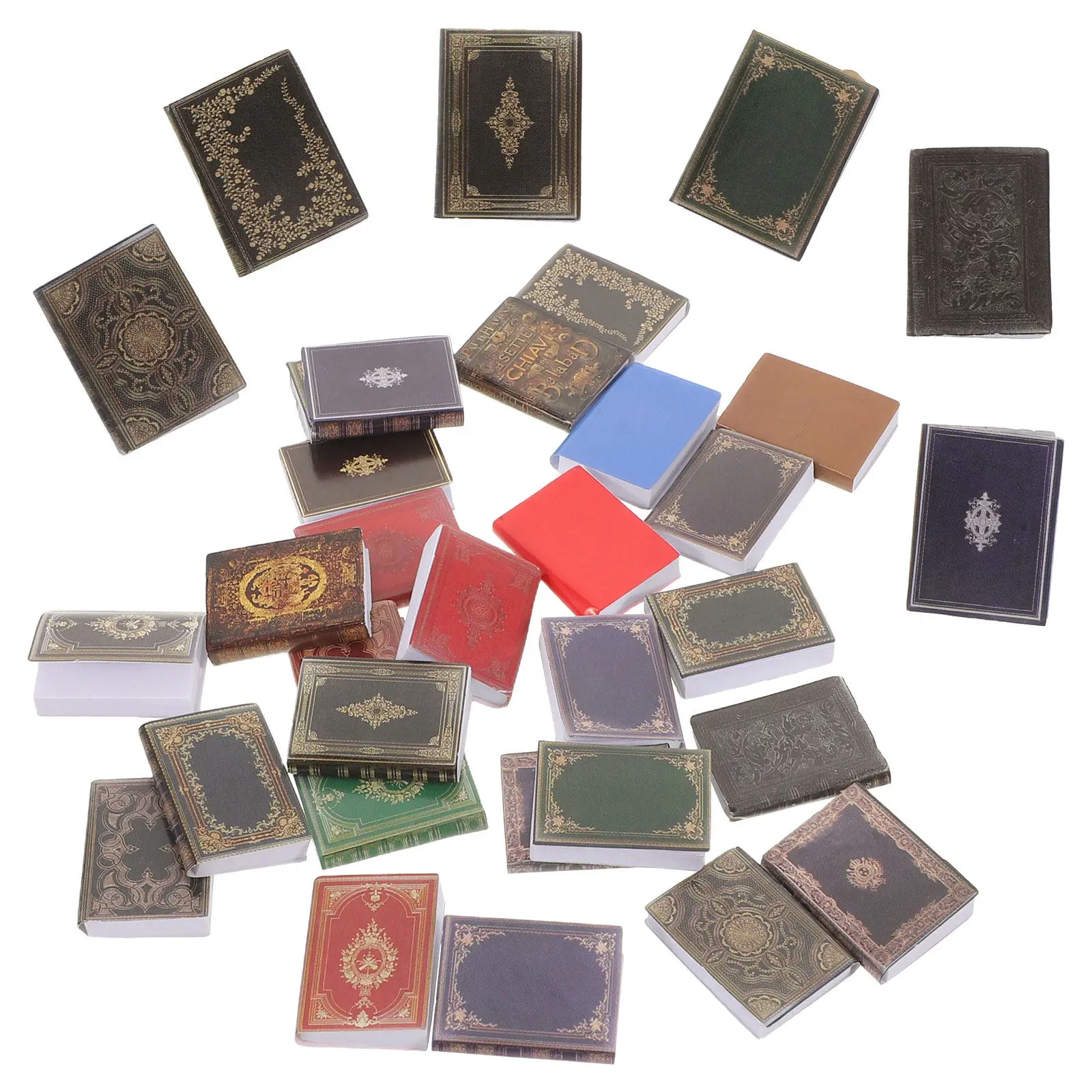 

27Pcs Miniature Books Classical Style 1:12 Scale Handmade Dollhouse Blank Books for Library Display Craft Study Room Accessories