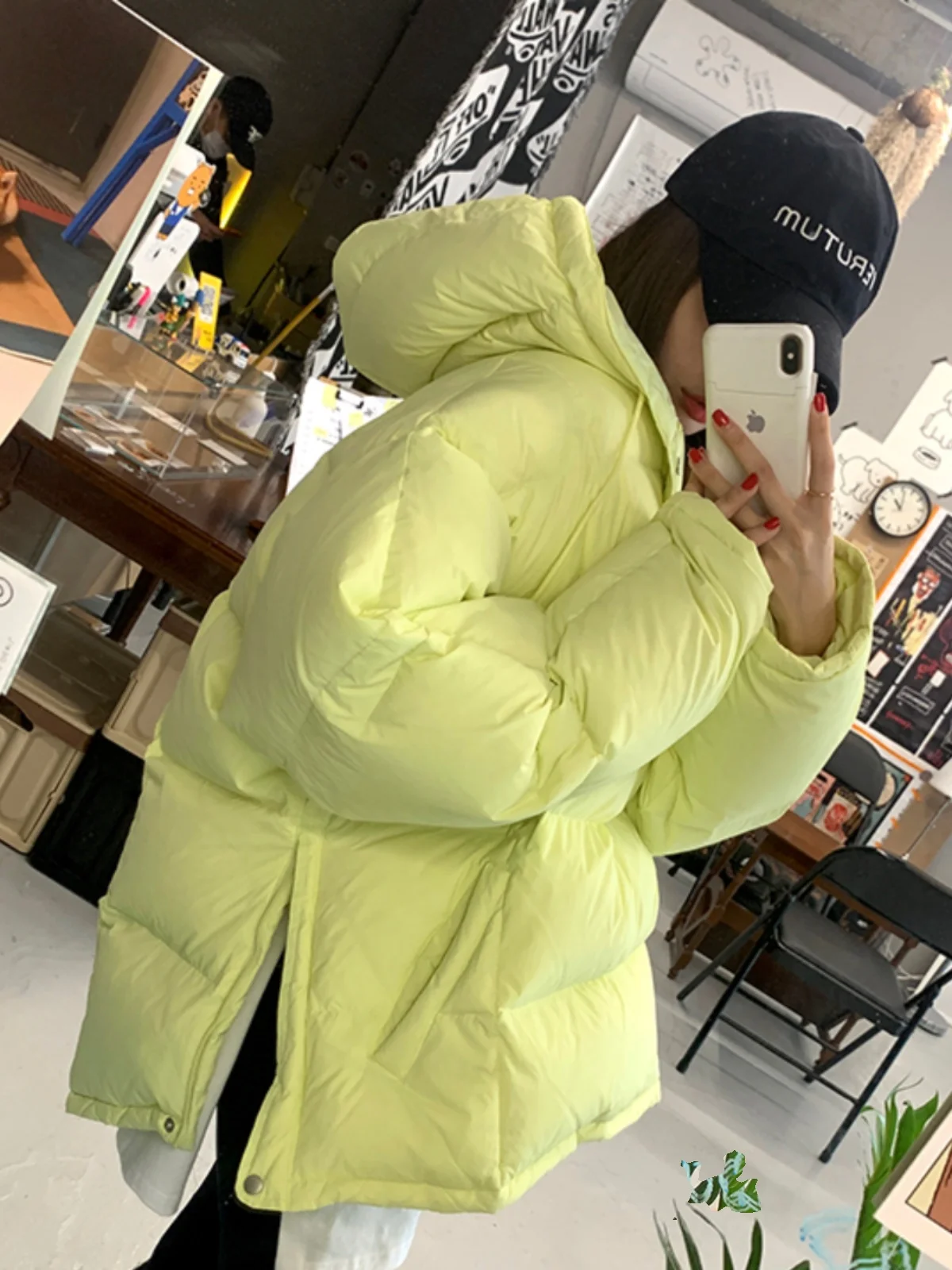 

Women's Hooded Bread Style Ins Loose Thickened Warm Cotton down Jacket Coat Spring Autumn New Arrival Pure Color Commute