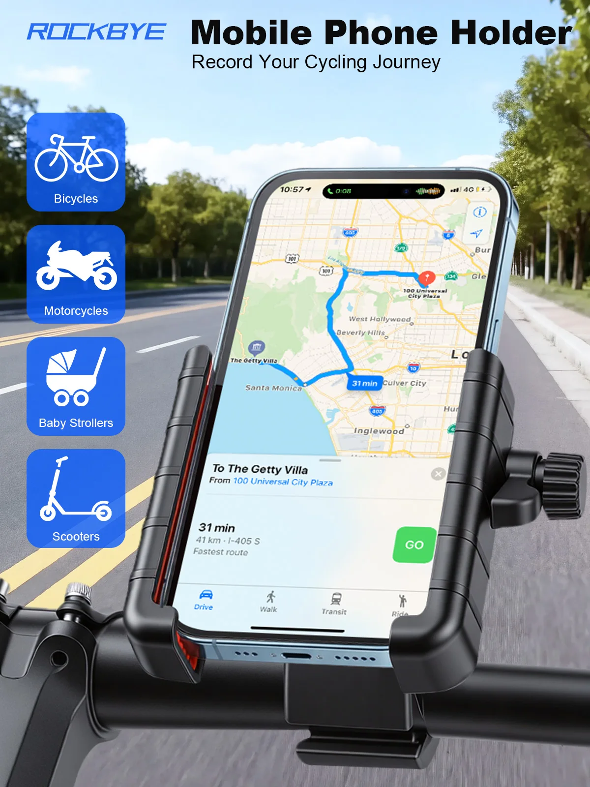 

Motorcycle Bike Phone Holder 360 Degree Rotating Phone Bracket Anti-slip Phone Mount Handlebar for 4.7-7 Inch Phone