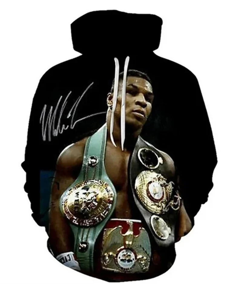 Boxing Champion Mike Tyson 3D Printed Men\'s Hoodie New Oversized Harajuku Street Fashion Pullover Casual Long Sleeved