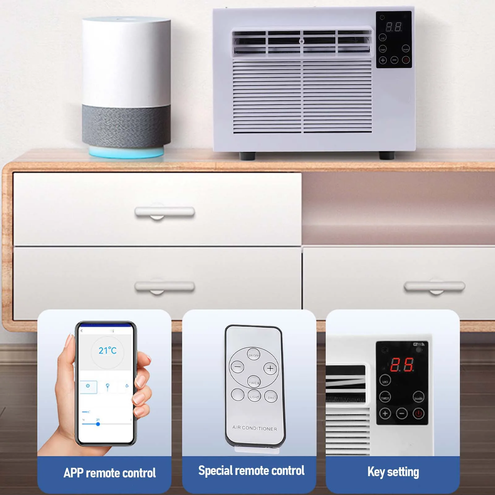 مكيف هواء صناعي صغير 3 سرعات قابلة للتعديل مكيف هواء محمول متعدد الاستخدامات وإزالة الرطوبة منخفض الضوضاء لـ RV #6