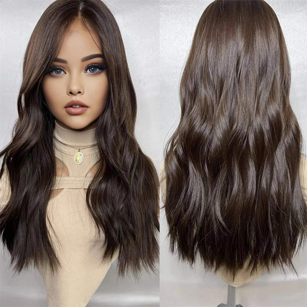 Long 24Inch 5x5 Silk Base Wave Soft Dark Brown Jewish Human Hair With BabyHair HD Lace European Hair Preplucked Glueless