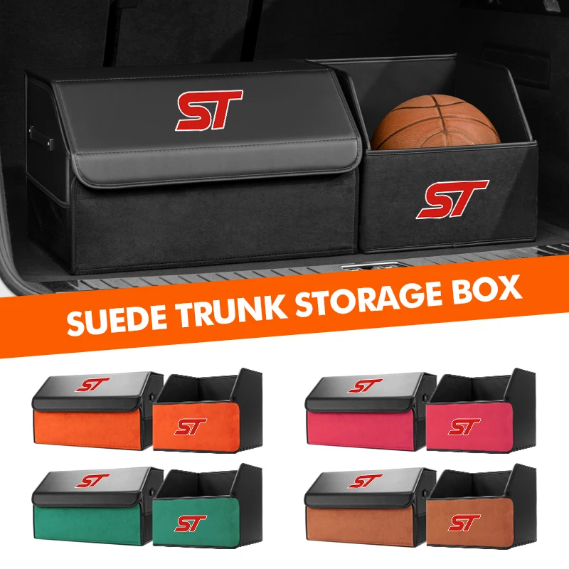 

Suede Car Trunk Storage Box Collapsible Cargo Boot Organizer For Ford ST Focus Fiesta Ranger Escort Falcon Flex S-MAX Kuga