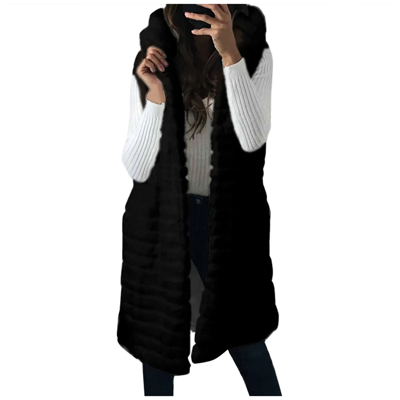 Chaleco de invierno para mujer, abrigo fino y ligero, abrigo informal de plumón, chaqueta de nieve delgada, gabardinas largas de invierno, prendas de vestir más cálidas para mujer