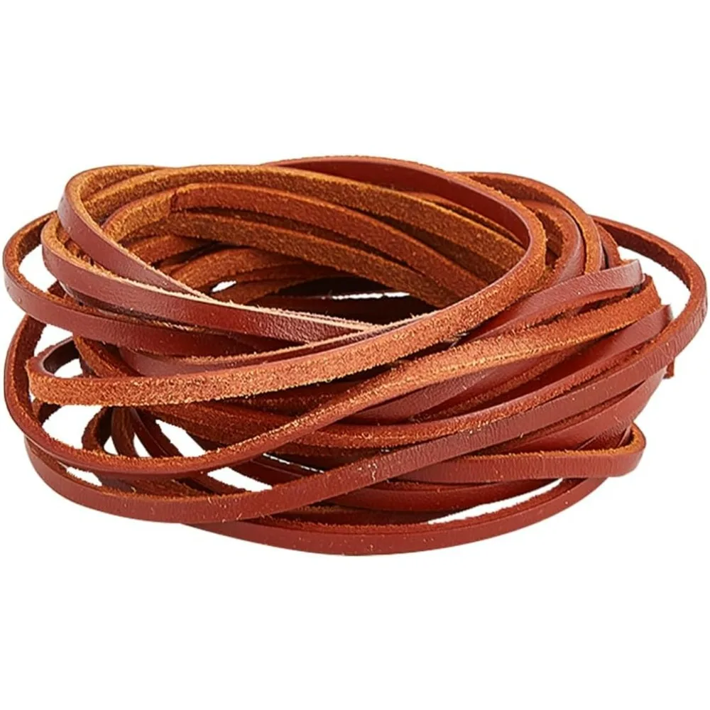 3mm x 5m Genuine Leather Strip Flat Leather Cord 2mm Thick Cowhide Leather String Strap Braiding Thread Rope making kit