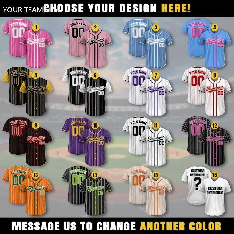Personalized Pinstripe Baseball Jersey Custom Embroidered Team Name Number Hip Hop Streetwear Team Uniform Party Outfit