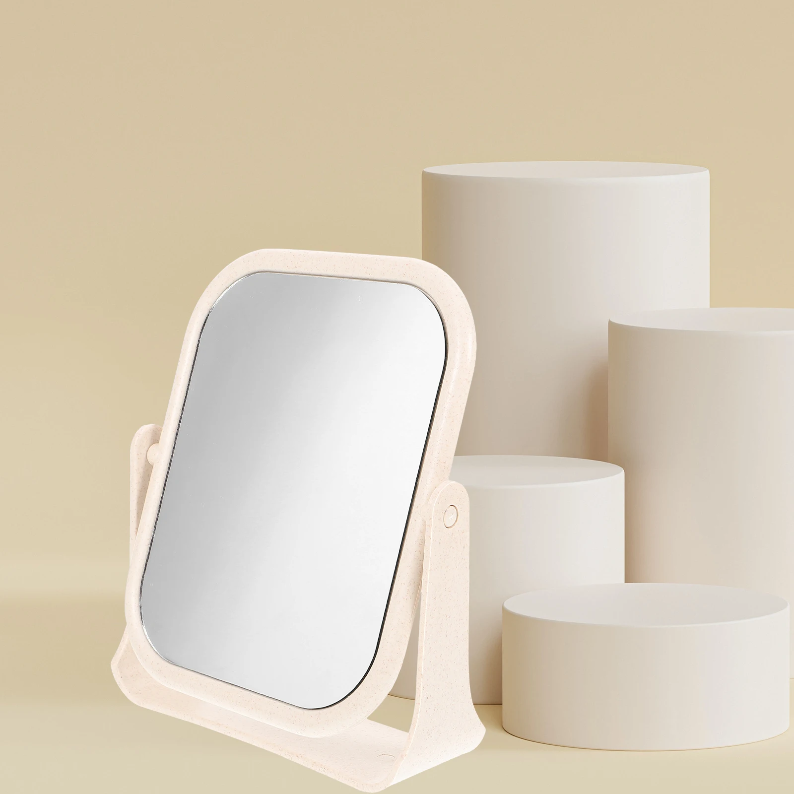 Espelho de maquiagem de mesa dupla face giratório espelho de vaidade de mesa com rotação de 360 ângulo de visão flexível para barbear de maquiagem