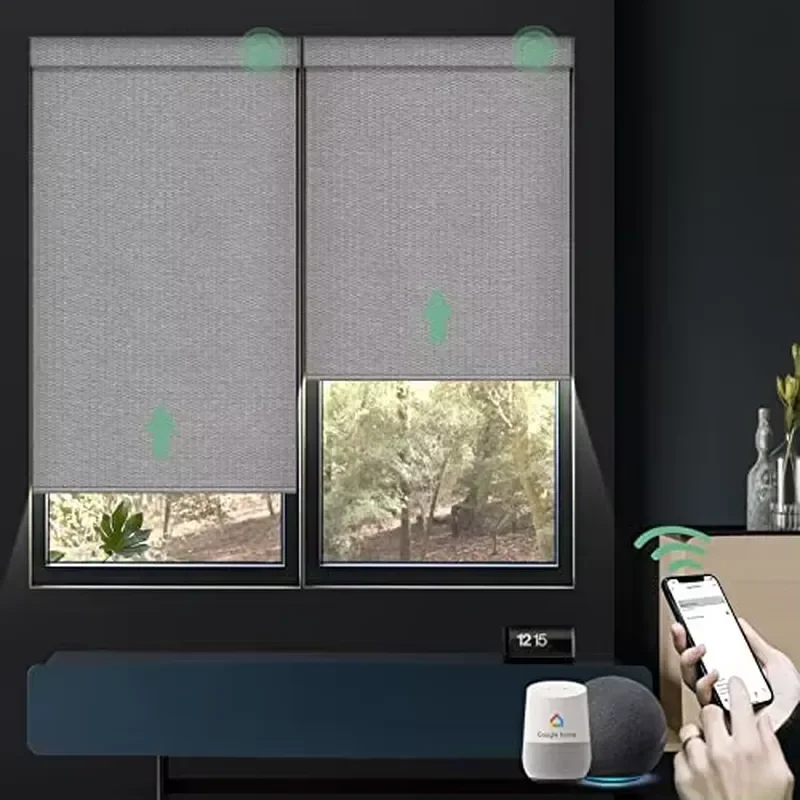 Smart Electric Roller Blinds Blackout Curtain Motorized Window Shade Automatic Sun Protection Blind for Home Office Decor