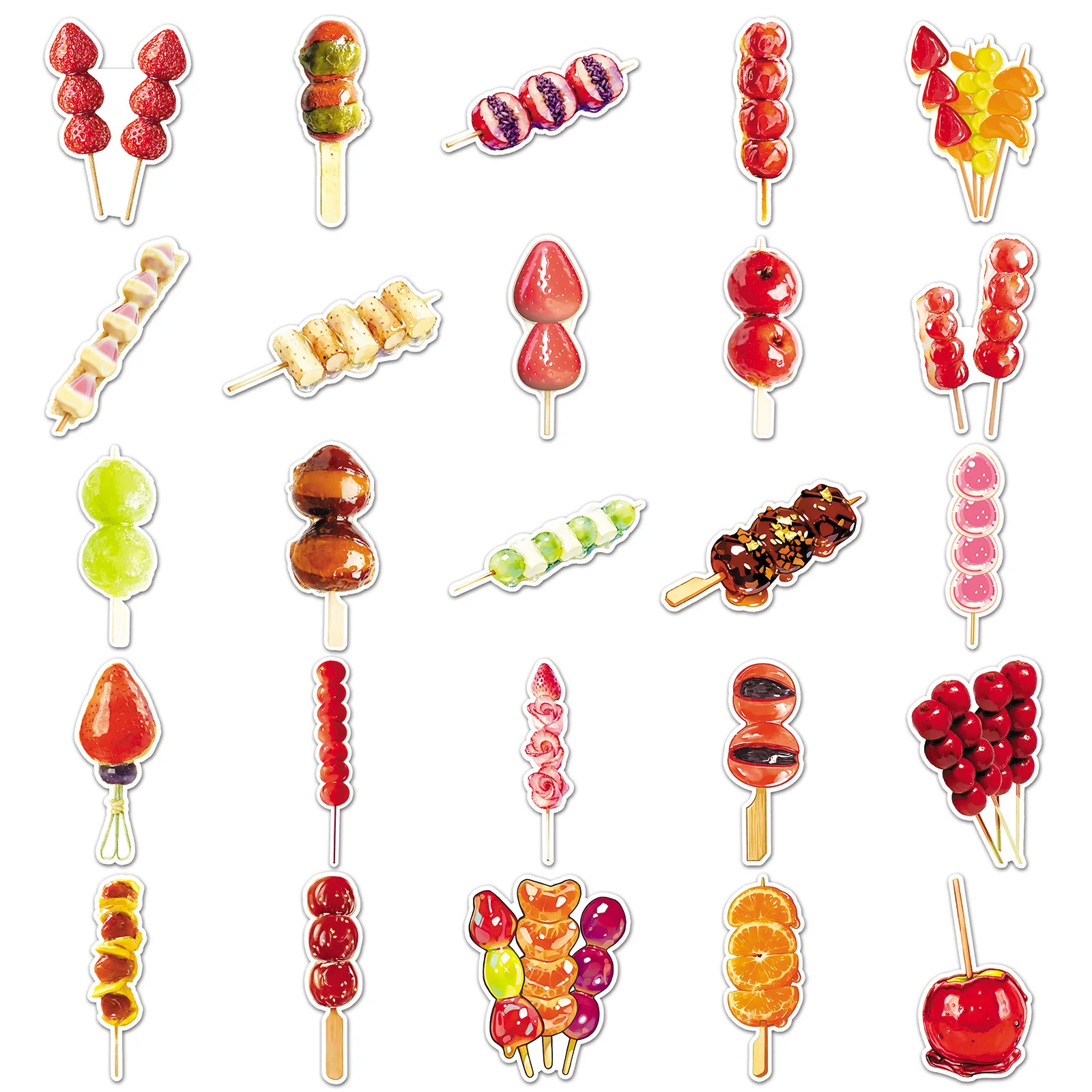 

10/50PCS Tanghulu Cartoon Graffiti Stickers Delicious Dessert DIY Toys Secret for Bottle Scrapbook Travel Bag Aesthetic Decals