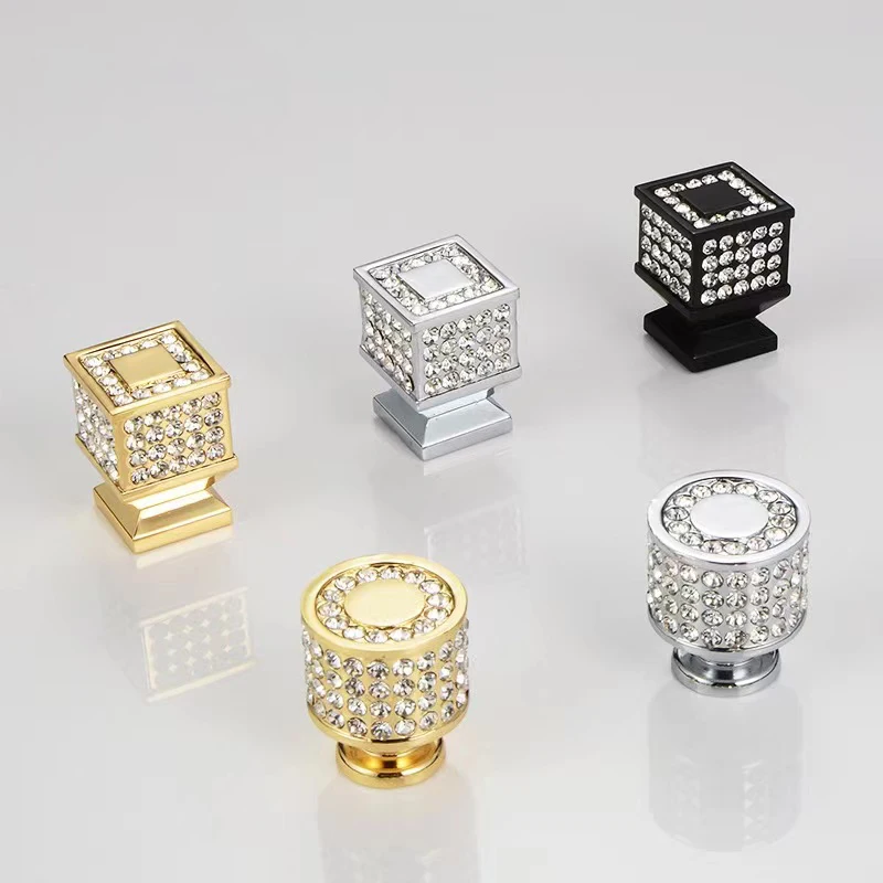 Modern Fashionable Diamond Furniture Handles, Single-Hole Round and Square Cabinet Drawer Handles, Home Decoration Hardware