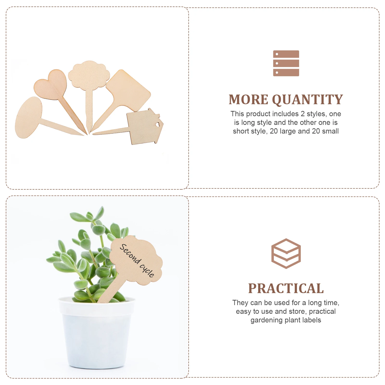 

50 Pcs Plant Labels Wooden Tags Reusable Garden Markers Decorative Nursery Seedling Labels for Distinguishing Plant Species