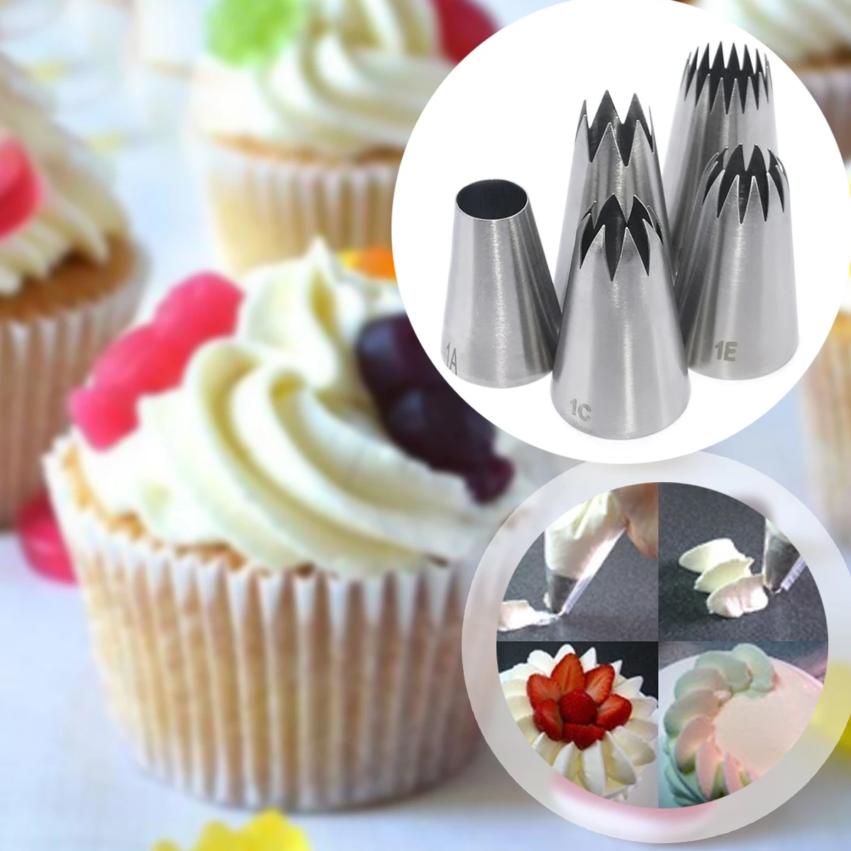 5 Pcs Set Leaves Nozzles Stainless Steel Lcing Piping Nozzles Tips Pastry Tips For Cake Decor Pastry Fondant Tools