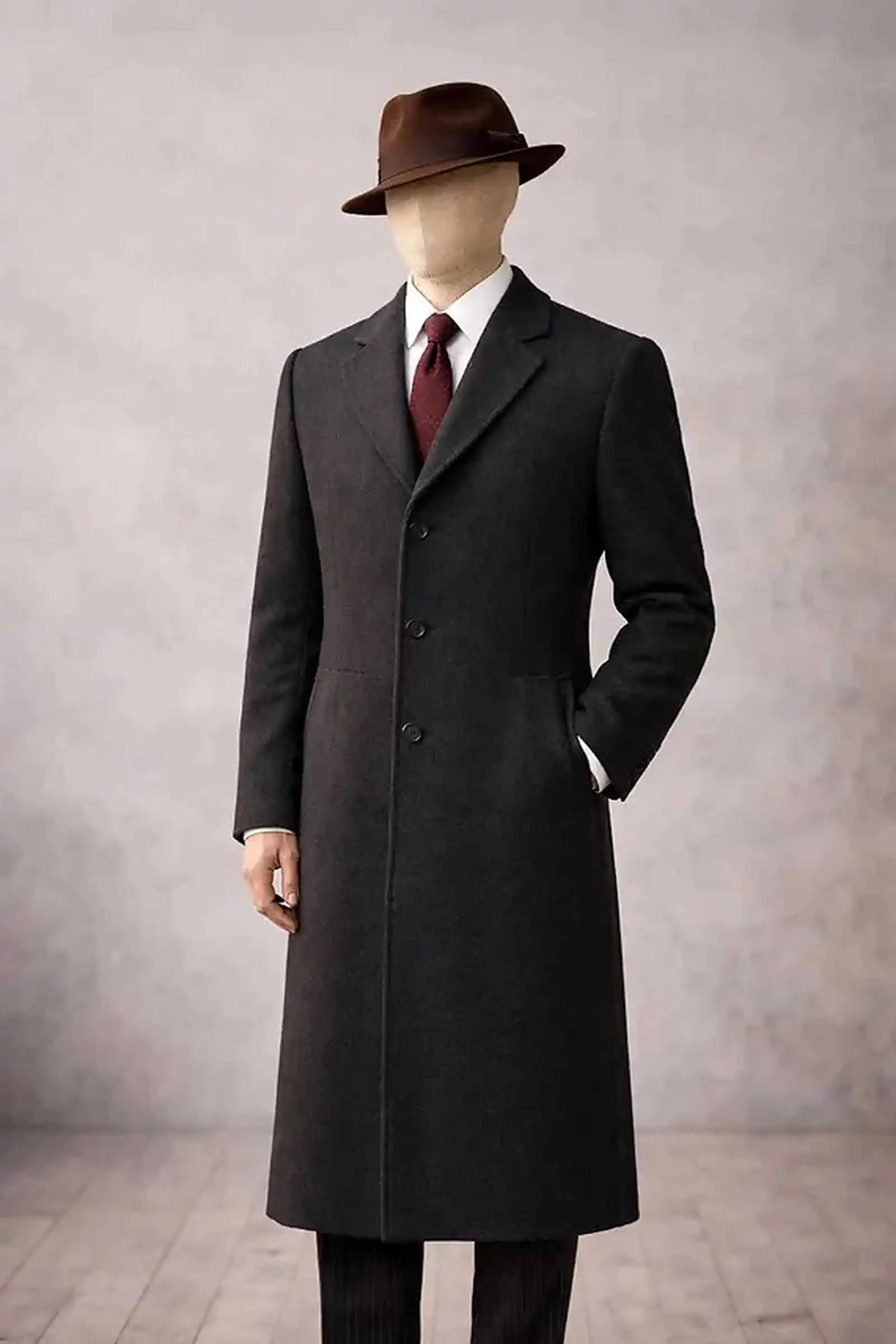Simple Overcoat Slim Fit Mid-calf Length Single Breasted Notch Lapel Formal Outerwear For Evening Gala Event Occasion Customized