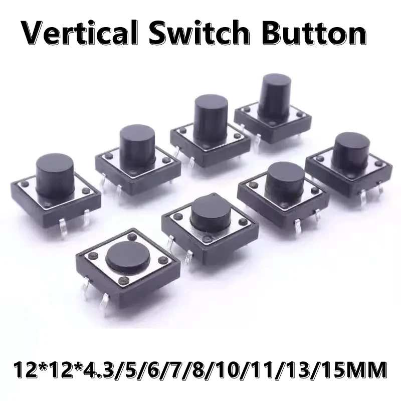 (20pcs) 12*12*4.3mm/4.5mm/5mm/6/7/8/9/10/11/12/13/14/15 mm 12X12 4Pin Tactile Tact Push Button Micro Switch DIP Switches