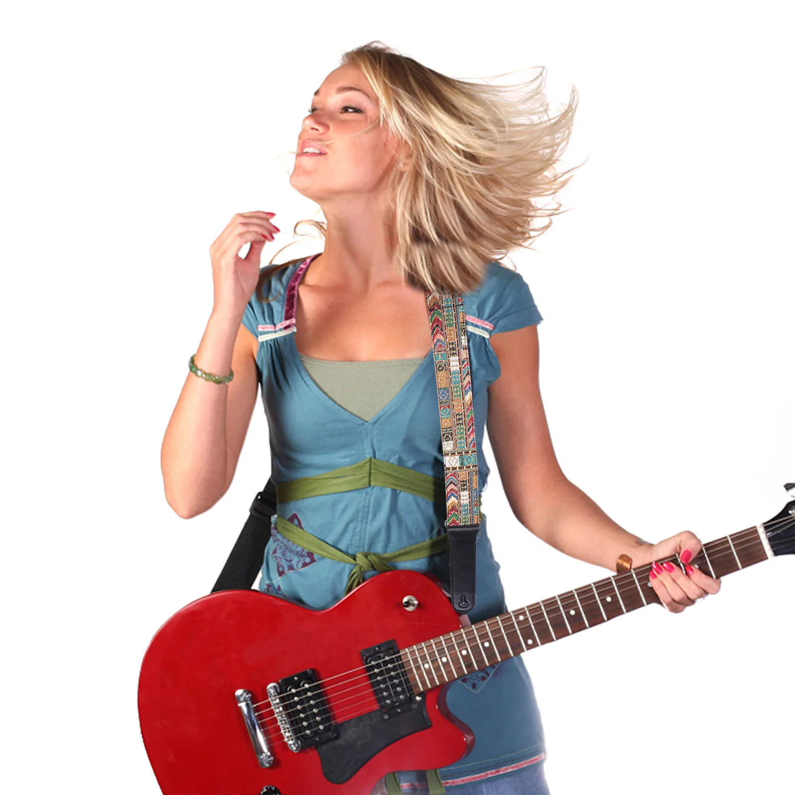 

Guitar Strap Nylon Adjustable Shoulder Rope for Electric Acoustic Guitars Lightweight Durable Protective Material Bright Color