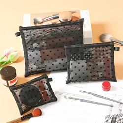 1 pz Hot Mini borsa per il trucco del cuore trasparente donne rossetti portatili custodia per cosmetici Ins Clear Ctue piccola borsa per il trucco