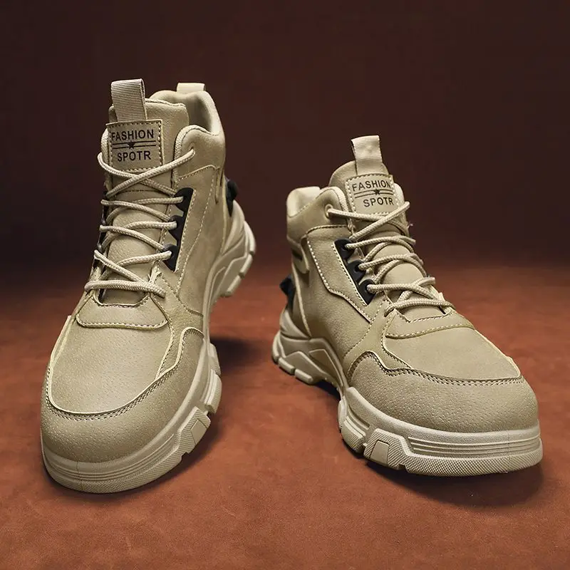 

Мужская высокая обувь для защиты труда, весна-осень 2023, водонепроницаемая, противоскользящая, износостойкая, для работы, пешего туризма, стильная, модная