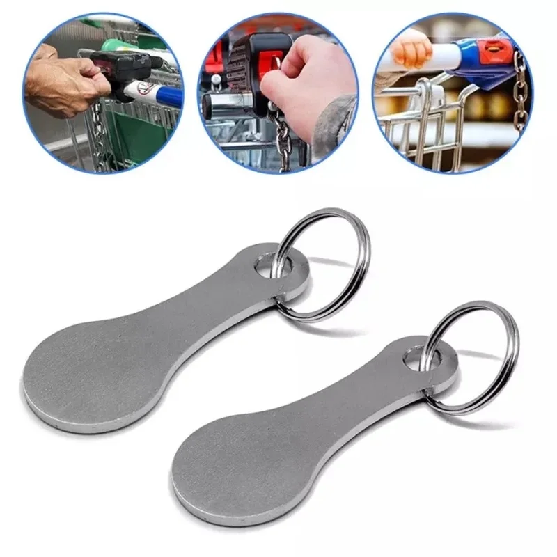 1/2pcs Shopping Cart Token Hard Key Ring Metallic Stainless Steel Keychain for Key Hook Portable Practical Daily Use Accessories