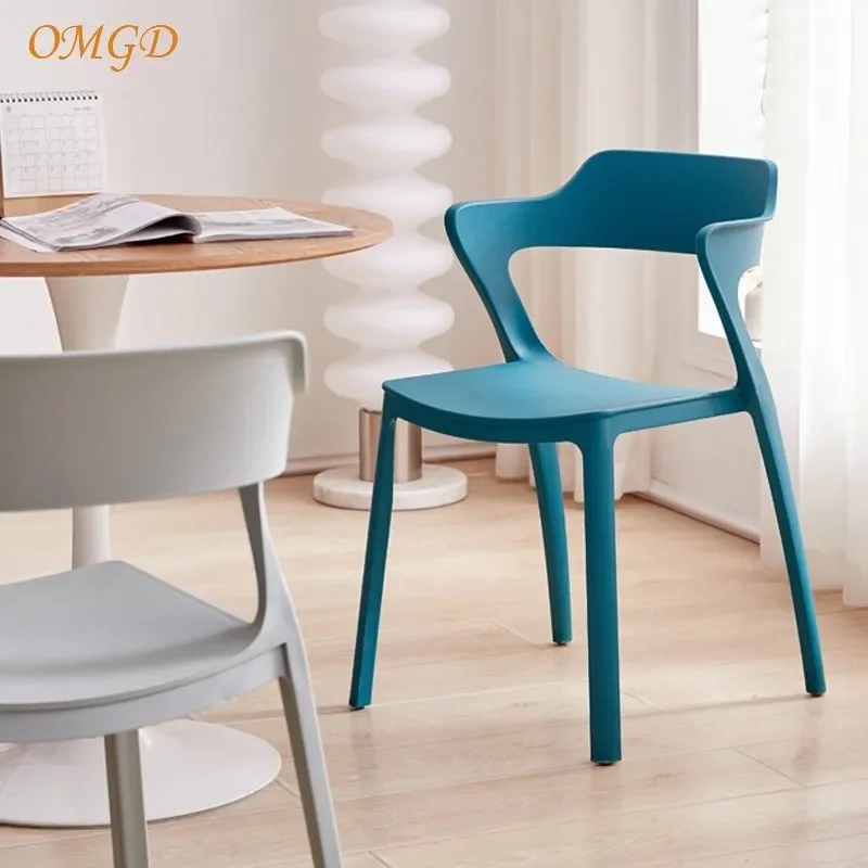

Omgd Scandinavian Household Plastic Thickened ChairS Simple Dining Chair Ox Horn ChairS Backrest Stool Leisure Chair Desk Chair